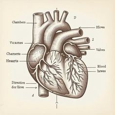 a diagram of the human heart with labels