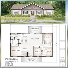 the floor plan for a house with two levels and an attached garage, is shown