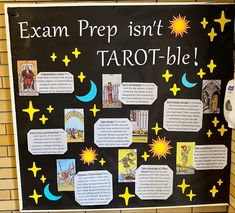 a blackboard with yellow stars and some writing on it that says exam prepist't tarot - le