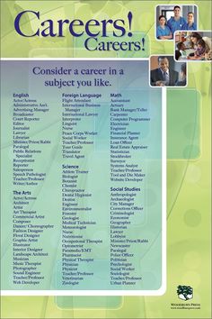 a brochure with the words, career carers consider a career in a subject you