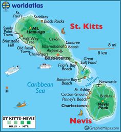 a map of st kitts and the surrounding islands