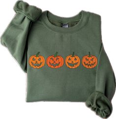 Pumpkin Sweatshirt, Pumpkin Sweater, Jack-o-Lantern Sweatshirt, Halloween Crewneck Sweatshirt, Halloween Sweater, Spooky Season, Fall Shirts *PRODUCTION TIME* 1-6 days (Usually 2 days) *SHIPPING TIME* 2-5 days *Unisex Sweatshirt 50% cotton, 50% polyester Loose fit Runs true to size Sewn-in label *CARE INSTRUCTION* Machine wash: warm (max 40C or 105F); Non-chlorine:  bleach as needed; Tumble dry: low heat; Iron, steam or  dry: medium heat; Do not dryclean *PRINTING METHOD* DTG printing method is used for these shirts. Design colors may differ slightly from the final printed item due to the printing process and monitor calibration. Send me a message if you have any questions. THANK YOU FOR SUPPORTING OUR SMALL BUSINESS! Scary Pumpkin Faces, Halloween Crewneck Sweatshirt, Pumpkin Sweater, Pumpkin Sweatshirt, Halloween Crewneck, Pumpkin Sweatshirts, Halloween Sweater, Sweatshirt Halloween, Embroidered Crewneck