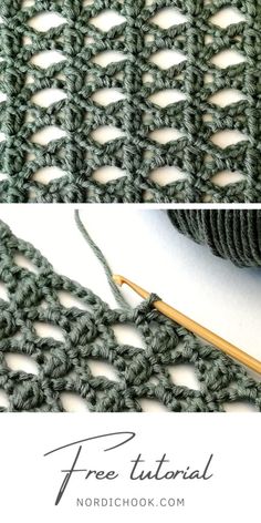 the crochet stitch is being worked on