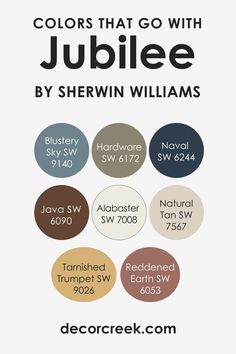 the colors that go with jubilee by sheryln williams in shades of brown, blue and