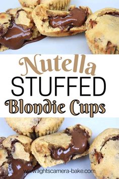 nutella stuffed blondie cups with chocolate in the middle