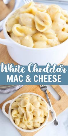 white cheddar mac and cheese in a bowl