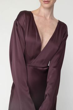 Lapointe v neck long dress in mulberry. 61% ACETATE, 39% VISCOSE Dry Clean Made in USA Silk V-neck Maxi Dress For Date Night, Fall Cocktail V-neck Maxi Dress, Fall Purple V-neck Dress, Silk V-neck Maxi Dress For Night Out, Silk V-neck Dress For Fall, Chic V-neck Dress For Gala, Fall Cocktail Maxi Dress With V-neck, Silk V-neck Maxi Dress For Formal Occasions, V-neck Gala Dress