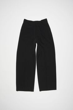 Tailored trousers Black Wool Wide Leg Pants With Pressed Crease, Semi-formal Wide-leg Dress Pants With Pockets, Relaxed Fit Wool Pants With Tapered Leg, Classic Work Pants For Workwear, Formal Wide Leg Pants With Pockets And Relaxed Fit, Wool Tapered Leg Pants With Relaxed Fit, Classic Work Trousers, Wide Leg Black Pants With Welt Pockets, Black Wool Wide-leg Dress Pants