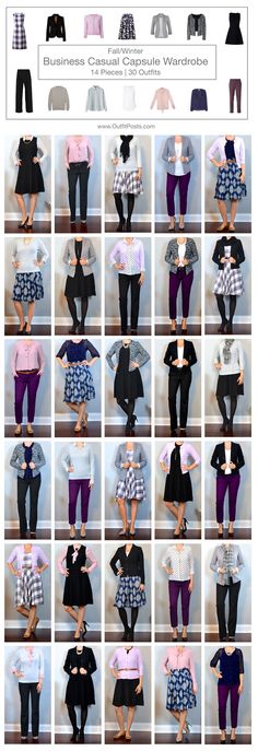 outfit post: fall/winter business casual capsule wardrobe - 14 pieces | 30 outfits | Outfit Posts Business Casual Capsule Wardrobe, Business Capsule, Business Casual Capsule, Winter Business Casual, Casual Capsule Wardrobe, Business Casual Winter, Work Capsule, Teacher Wardrobe, Capsule Wardrobe Work