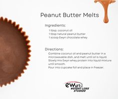 the peanut butter melts recipe is displayed on a white board with brown icing