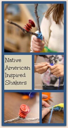 a collage of pictures showing native american inspired shakers and the words native american inspired