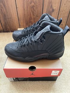 Winterized Jordan 12 "Triple Black" in Very-Near Deadstock/Like New condition. Jordan 11s Nike, All Jordans 11, Jordan 9 Boots, Air Jordan 12, Air Jordan 12 Retro, Jordan 12 Retro, Jordan 12, Jordans 12, Triple Black