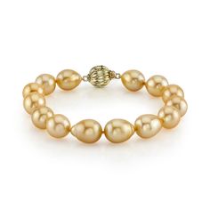 Golden South Sea Drop Baroque Pearl Bracelet - AAA Quality Luxury Yellow Gold Pearl Beaded Bracelets, Formal Baroque Pearl Drop Bracelet, Elegant Formal Baroque Pearl Bracelets, Elegant Formal Baroque Pearl Bracelet, Classic Baroque Pearl Bracelet For Formal Occasions, Luxury Pearl Drop Bracelets With Round Beads, Luxury Pearl Drop Bracelets, Luxury Bracelets With Pearl Drop And Round Beads, Classic Baroque Pearl Bracelets With Oyster Clasp