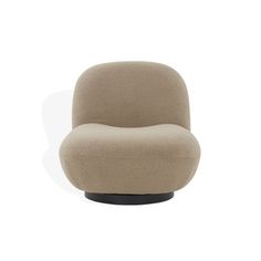 an oval shaped chair with a black base