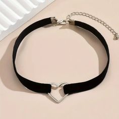 Alloy Punk-Style Black Wide Rope Choker Necklace With Heart Pendant Sexy, Durable & Versatile Fashion Accessory For Daily And Vacation!!!! Choker Necklace Black, Mickey Mouse Necklace, Necklace With Heart, Star Charm Necklace, Black Choker Necklace, Womens Chokers, Neck Choker, Black Choker, Faux Pearl Necklace