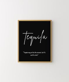 a black and white poster with the word tequila written in spanish on it's left side