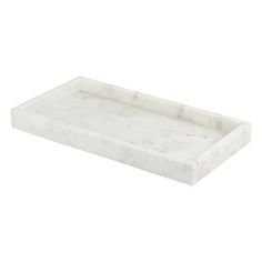 a white marble tray on a white background with the bottom section showing it's rectangular shape