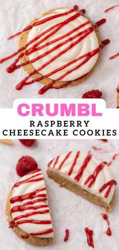 crumbl raspberry cheesecake cookies with white icing