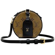 Louis Vuitton Mini Boatt Chapeau Shoulder Bag Monogram Brown Black Gold Size: (Approx.) W:12.5cmh:11.5cmd:6cm Shoulder Strap:108cm~118cm Luxury Black Monogram Bags, Luxury Black Monogrammed Bags, Black Monogram Canvas Bag, Designer Monogram Shoulder Bag For Travel, Luxury Travel Shoulder Bag With Round Case, Luxury Round Case Shoulder Bag For Travel, Louis Vuitton Mini, Bags Louis Vuitton, Louis Vuitton Bags