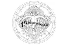 the logo for western designs is shown in black and white with an image of a bull's head