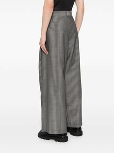 Find HED MAYNER Pinstriped Wide-leg Trousers on Editorialist. medium grey/white virgin wool-mohair blend pinstripe pattern pleat detailing belt loops concealed fly and button fastening two side jetted pockets wide leg Business Striped Pants With Belt Loops, Tailored Vertical Stripes Bottoms For Business, Tailored Bottoms With Vertical Stripes For Business, Tailored Bottoms With Vertical Stripes For Formal Occasions, Tailored Vertical Stripe Formal Bottoms, Pinstripe Business Bottoms With Belt Loops, Formal Pinstripe Bottoms With Belt Loops, Formal Striped Bottoms With Belt Loops, Tailored Striped Bottoms With Belt Loops