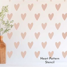 WallCutz  Heart Wall Pattern Stencil Stencil Farmhouse Stencils, Teal Accent Walls, Wall Paint Patterns, Pattern Stencil, Wall Pattern, Teal Walls, Girly Room, Heart Wall, Unique Crafts