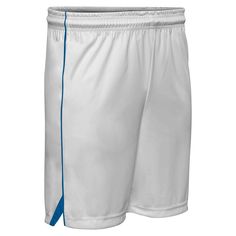 a white shorts with blue piping on the side