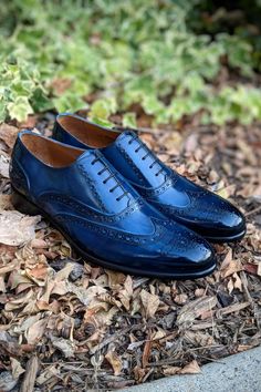 Who else loves wingtips? Who else loves bold shoes? I say you should have both...go bold or go home. Classic Blue Wingtip Oxfords, Classic Blue Oxfords With Brogue Detailing, Patent Leather Wingtip Shoes For Galas, Classic Blue Dress Shoes With Brogue Detailing, Snip Toe Brogue Oxfords For Galas, Brogue Oxfords For Galas With Snip Toe, Patent Leather Wingtip Oxfords With Leather Lining, Blue Classic Dress Shoes With Goodyear Welted, Designer Brogue Oxfords For Galas