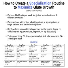 a table with instructions for how to create a special routine to maximumize glue growth