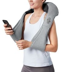 Neck and Shoulder Shiatsu Massager, which provides a deep tissue kneading action to work muscles and provide a relaxing sensation.Heated nodesThe dual-node massage heads are heated for the ultimate in soothing comfort. Enjoy your massage with the added benefit of penetrating heat.Compact versatility The massager’s design is versatile and easy to move for the perfect placement. Sharper Image, S Design