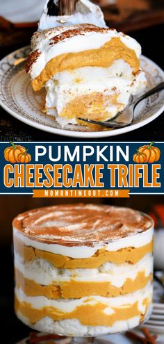 Turn to this sweet pumpkin recipe for a stunning yet simple dessert! It's an easy fall recipe that's ready in under 20 minutes. No one will be able to resist this no-bake pumpkin cheesecake trifle with layers of whipped cream and angel food cake!