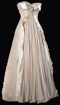 Maggy Rouff | 1950-55 1950 Prom Dress, Black And Cream Prom Dress, Maggy Rouff, White Elegant Vintage Dress With Ruffles, White Retro Vintage Dress With Ruffles, Vintage White Gown With Ruffles, White A-line Vintage Dress With Ruffles, Victorian Vintage White Ruffled Dress, Wedding Dress Inspiration