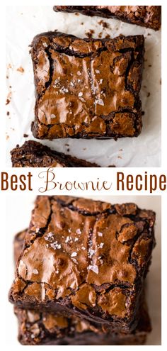 brownie recipe with chocolate frosting on top and the words best brownie recipe above it