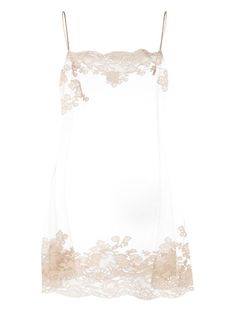 Carine Gilson Calais-Caudry Lace Slip Dress - Farfetch Carine Gilson, Lounge Outfits, Morganite Earrings, Long Slip Dress, Beige Silk, Silk Tulle, Planet People, Lace Silk, Lace Slip Dress