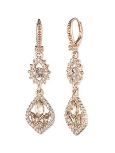 Poised Rose Midi Drop Earring | Marchesa Marchesa Fashion, Crystal Wedding Earrings, Rose Stone, Crystal Earrings Wedding, Rose Bracelet, Turkish Jewelry, Rose Gold Hardware, Gold Crystal, Crystal Wedding