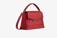 Strathberry - Mosaic Bag - Red | Strathberry Red Top Handle Business Bag, Red Top Handle Bag For Business, Timeless Square Bag With Top Carry Handle, Red Satchel With Gold-tone Hardware Modern Style, Modern Red Satchel With Gold-tone Hardware, Classic Red Satchel Box Bag, Red Square Office Bags, Luxury Red Box Bag For Everyday Use, Luxury Red Office Bags