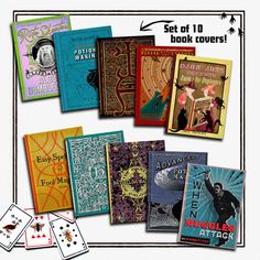 a group of cards with different designs on them and the text, set of 10 book covers