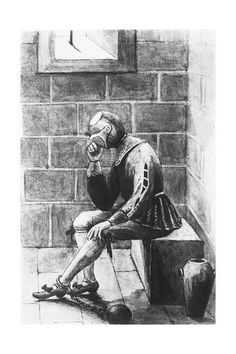 a drawing of a man sitting on a bench next to a window with his feet up