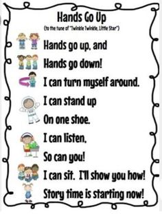 a poster with the words hands go up