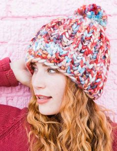 Bryce Canyon beanie with Enorme, a free digital knitting pattern Small Beanie, Clover Pom Pom Maker, Brioche Stitch, Pocket Scarves, Cute Beanies, Super Bulky Yarn, Brown Paper Bag, Bryce Canyon, Pdf Knitting Pattern