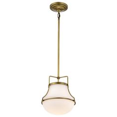 an antique brass finish hanging light fixture