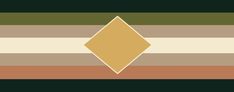 Flag ID: A flag with 7 similarly sized horizontal stripes. From top to bottom, the colours are dark green, ashy green, ash, off white, ash, light brown and dark green. The flag has an ashy golden diamond in the centre outlined with off white. End ID Aldernic Flags, Xenogender Flag, Gender Board, Horizontal Stripes, Pride Flag