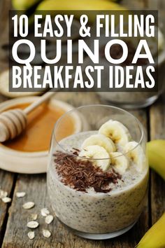 an oatmeal in a glass with bananas and granola on the side