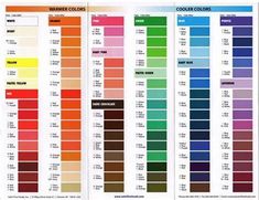 the color chart for different paints and their corresponding colors are shown in this page, which shows