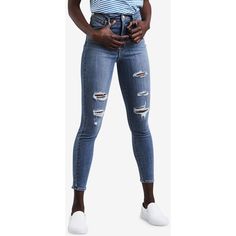 Levi's Mile High Ripped Skinny Ankle Jeans (470 ZAR) ❤ liked on Polyvore featuring jeans, night to remember, ripped skinny jeans, skinny jeans, high waisted distressed jeans, high waisted distressed skinny jeans and high-waisted skinny jeans Superenge Jeans, Ripped Jeggings, High Waisted Ripped Jeans, Ripped Knee Jeans, High Waisted Distressed Jeans, Black Jeans Outfit, Jeans High Waisted, Mile High, Cute Jeans