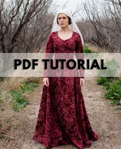 MedievalGownPDFTutorial Medieval Gown, Fitted Gown, Viking Dress, Fitted Gowns, Costume Tutorial, Beginner Sewing Projects Easy, Medieval Dress, Gothic Dress