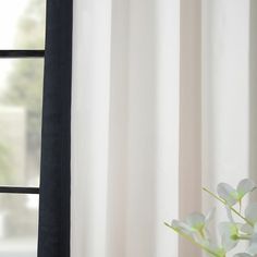 a vase filled with white flowers next to a window