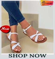 Women Simple Flat Commuter Sandals Sandals Patterns, Orthopedic Sandals, Ladies Sandals, Gladiator Heels, Buckled Heels, Womens Sandals Flat, Beach Shoes, Heel Type, Sandal Fashion