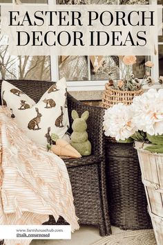 Easter Porch Decor Ideas Bunny Figurines