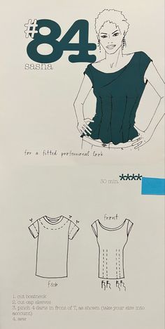 an instruction manual for how to sew the top and bottom part of a woman's shirt